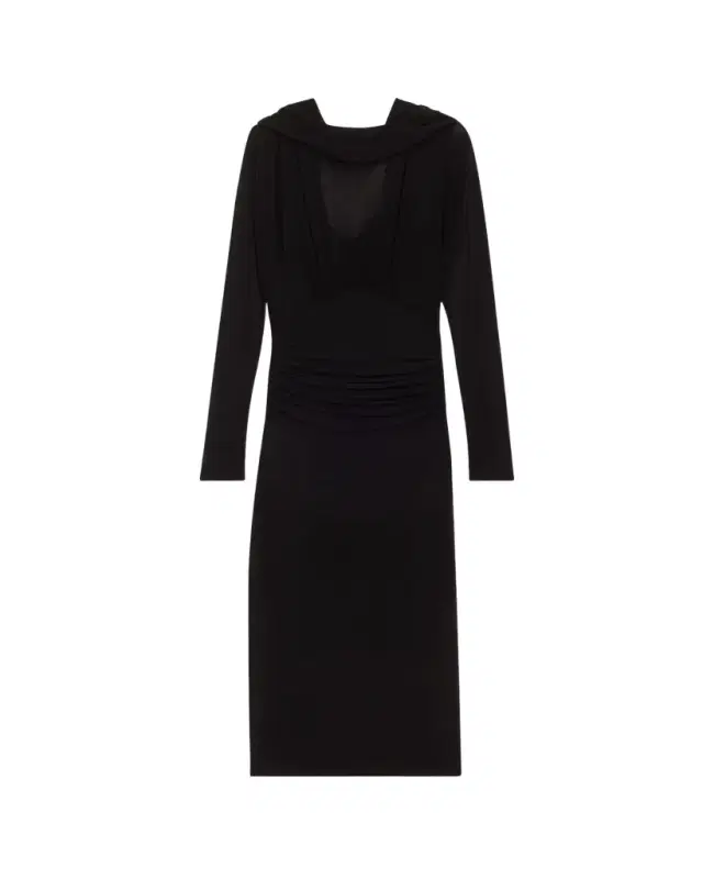 Cowl-Neck Gathered Midi Dress