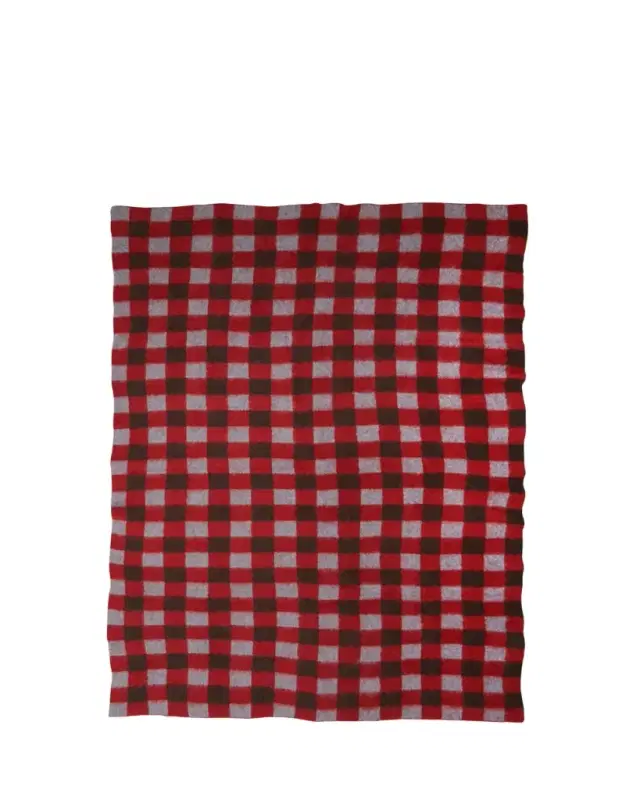 The Elder Statesman Thistle Gingham Blanket, 60" x 100"
