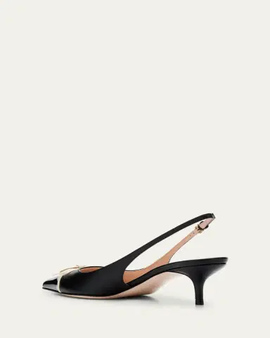 Valentino Garavani Patent Cap-Toe Leather Kitten Slingback Pumps | Thumbnail 4