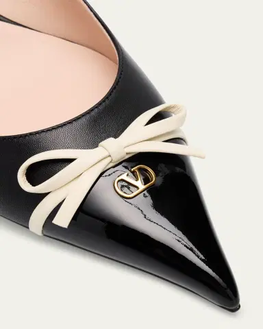 Valentino Garavani Patent Cap-Toe Leather Kitten Slingback Pumps | Thumbnail 5
