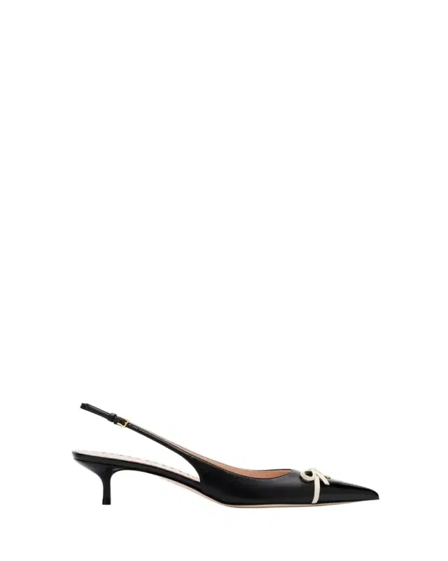 Patent Cap-Toe Leather Kitten Slingback Pumps