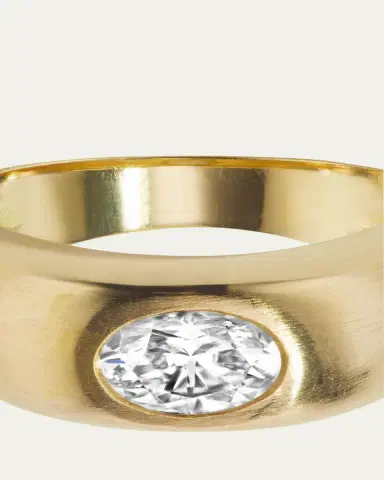 Aaryah 18K Yellow Gold Natural Oval Diamond Shani Ring, Size 5.75 | Thumbnail 2