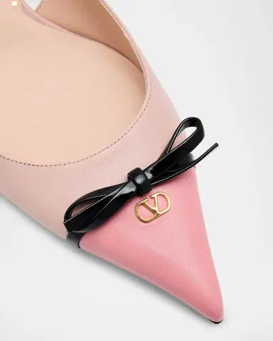 Valentino Garavani VLOGO Pointed Slingback Leather Kitten Pumps | Thumbnail 3 Valentino Garavani VLOGO Pointed Slingback Leather Kitten Pumps | Thumbnail 3