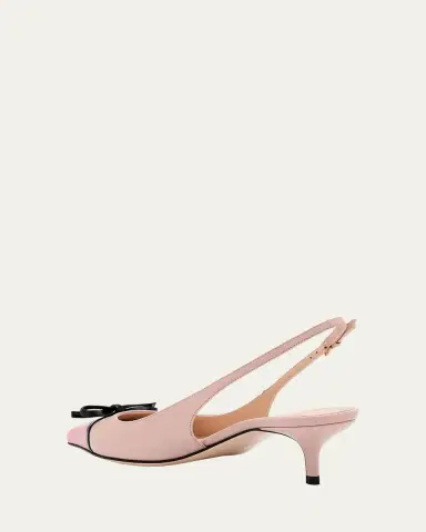Valentino Garavani VLOGO Pointed Slingback Leather Kitten Pumps | Thumbnail 7 Valentino Garavani VLOGO Pointed Slingback Leather Kitten Pumps | Thumbnail 7