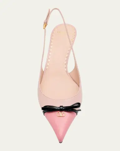 Valentino Garavani VLOGO Pointed Slingback Leather Kitten Pumps | Thumbnail 8 Valentino Garavani VLOGO Pointed Slingback Leather Kitten Pumps | Thumbnail 8