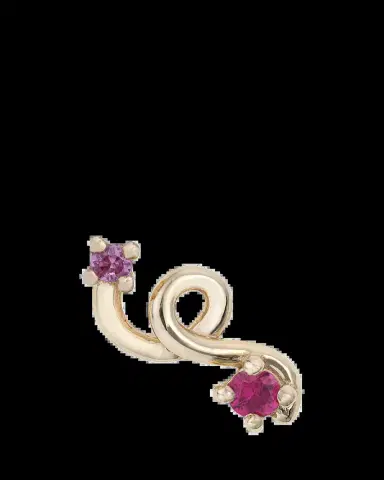 Bea Bongiasca 9K Yellow Gold Ruby and Pink Sapphire Mini Loop Earring, Single | Thumbnail 2 Bea Bongiasca 9K Yellow Gold Ruby and Pink Sapphire Mini Loop Earring, Single | Thumbnail 2