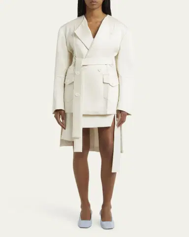 SETCHU No Collar Origami Belted Wool Jacket | Thumbnail 2
