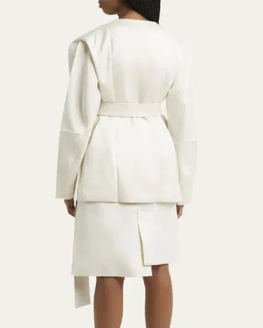 SETCHU No Collar Origami Belted Wool Jacket | Thumbnail 3