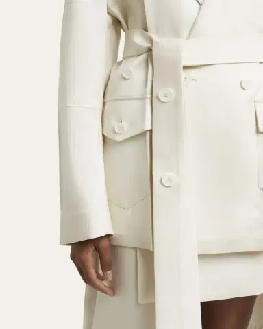 SETCHU No Collar Origami Belted Wool Jacket | Thumbnail 5
