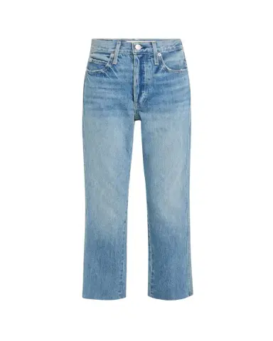 AMO Denim Loverboy High-Rise Cropped Jeans with Frayed Hem | Thumbnail 1 AMO Denim Loverboy High-Rise Cropped Jeans with Frayed Hem | Thumbnail 1