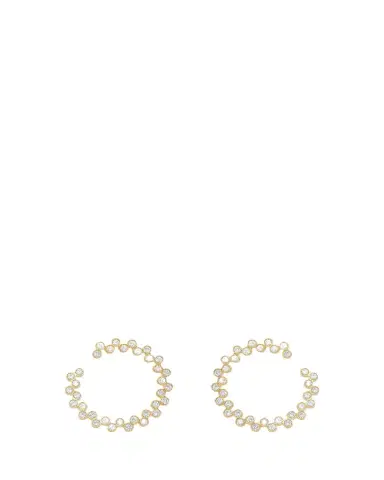 Viltier 18K Yellow Gold Clique Twist Diamond Hoop Earrings | Thumbnail 1