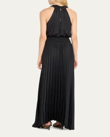 Ramy Brook Arina Pleated Halter Midi Dress | Thumbnail 3