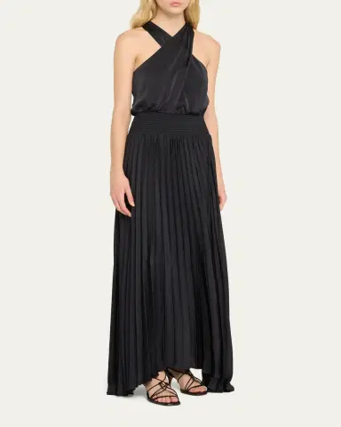 Ramy Brook Arina Pleated Halter Midi Dress | Thumbnail 4