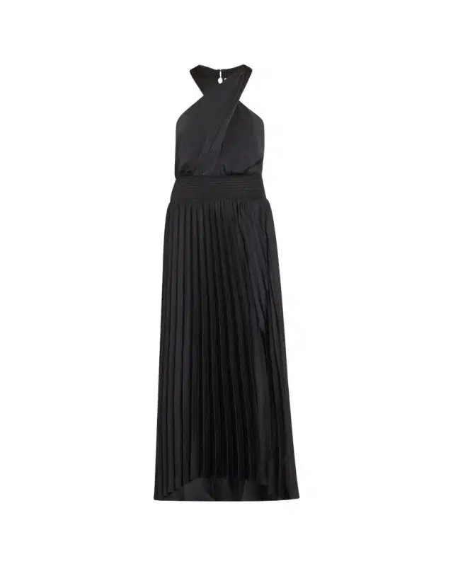 Ramy Brook Arina Pleated Halter Midi Dress