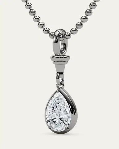 HauteCarat 18K Ball and Chain Pear Shape Lab Grown Diamond Pendant Necklace, 2.0tcw | Thumbnail 2 HauteCarat 18K Ball and Chain Pear Shape Lab Grown Diamond Pendant Necklace, 2.0tcw | Thumbnail 2