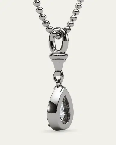 HauteCarat 18K Ball and Chain Pear Shape Lab Grown Diamond Pendant Necklace, 2.0tcw | Thumbnail 3 HauteCarat 18K Ball and Chain Pear Shape Lab Grown Diamond Pendant Necklace, 2.0tcw | Thumbnail 3