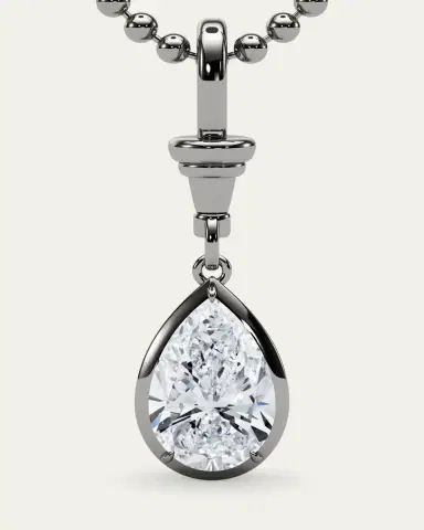 HauteCarat 18K Ball and Chain Pear Shape Lab Grown Diamond Pendant Necklace, 2.0tcw | Thumbnail 4 HauteCarat 18K Ball and Chain Pear Shape Lab Grown Diamond Pendant Necklace, 2.0tcw | Thumbnail 4