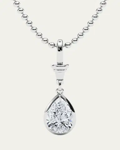 HauteCarat 18K Ball and Chain Pear Shape Lab Grown Diamond Pendant Necklace, 2.0tcw | Thumbnail 5 HauteCarat 18K Ball and Chain Pear Shape Lab Grown Diamond Pendant Necklace, 2.0tcw | Thumbnail 5