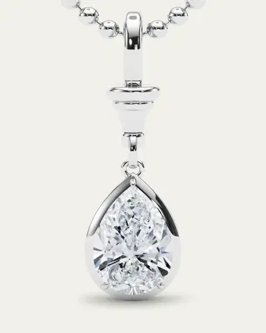 HauteCarat 18K Ball and Chain Pear Shape Lab Grown Diamond Pendant Necklace, 2.0tcw | Thumbnail 8 HauteCarat 18K Ball and Chain Pear Shape Lab Grown Diamond Pendant Necklace, 2.0tcw | Thumbnail 8