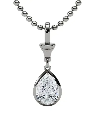 HauteCarat 18K Ball and Chain Pear Shape Lab Grown Diamond Pendant Necklace, 2.0tcw | Thumbnail 1 HauteCarat 18K Ball and Chain Pear Shape Lab Grown Diamond Pendant Necklace, 2.0tcw | Thumbnail 1