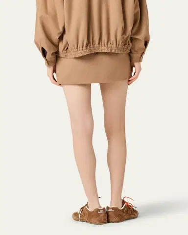 Miu Miu Logo Camel Hair Mini Skirt | Thumbnail 2
