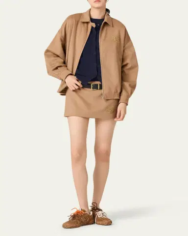 Miu Miu Logo Camel Hair Mini Skirt | Thumbnail 3
