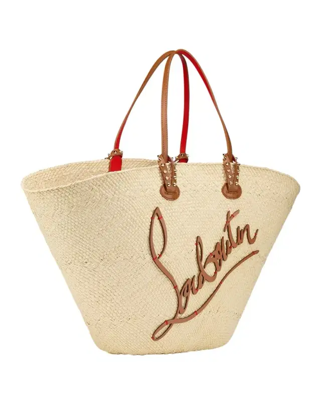 Cabata Large Basket Tote Bag in Raffia and Leather