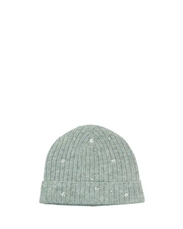 Crystal Flower Embellished Beanie Hat