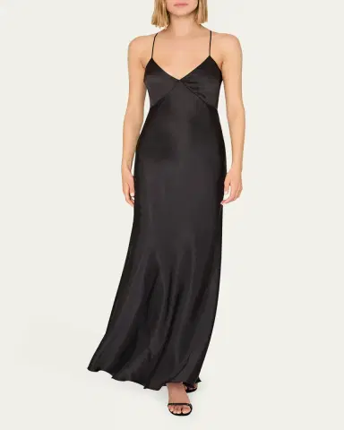 Milly Addie Cutout Hammered Satin Cami Maxi Dress | Thumbnail 2 Milly Addie Cutout Hammered Satin Cami Maxi Dress | Thumbnail 2