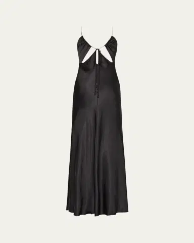 Milly Addie Cutout Hammered Satin Cami Maxi Dress | Thumbnail 3 Milly Addie Cutout Hammered Satin Cami Maxi Dress | Thumbnail 3
