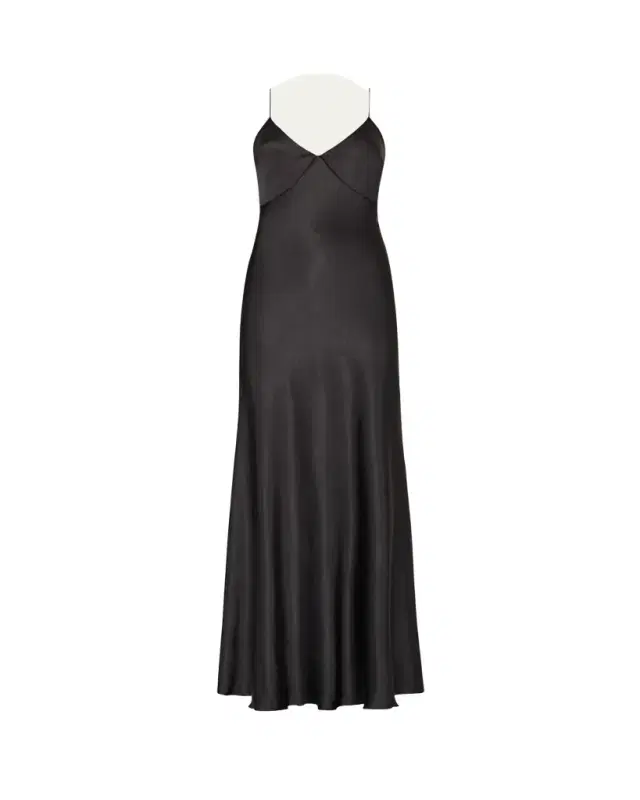 Milly Addie Cutout Hammered Satin Cami Maxi Dress