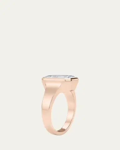 HauteCarat 18K Emerald Cut Lab Grown Diamond Cigar Bezel Ring, 2.0tcw | Thumbnail 3 HauteCarat 18K Emerald Cut Lab Grown Diamond Cigar Bezel Ring, 2.0tcw | Thumbnail 3