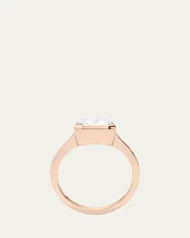 HauteCarat 18K Emerald Cut Lab Grown Diamond Cigar Bezel Ring, 2.0tcw | Thumbnail 4 HauteCarat 18K Emerald Cut Lab Grown Diamond Cigar Bezel Ring, 2.0tcw | Thumbnail 4