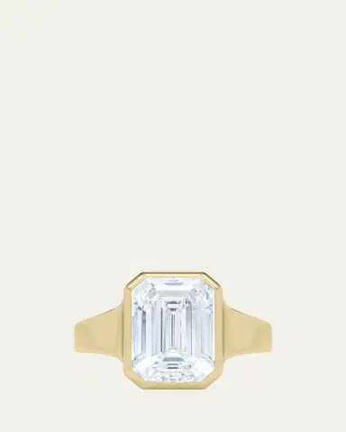 HauteCarat 18K Emerald Cut Lab Grown Diamond Cigar Bezel Ring, 2.0tcw | Thumbnail 5 HauteCarat 18K Emerald Cut Lab Grown Diamond Cigar Bezel Ring, 2.0tcw | Thumbnail 5