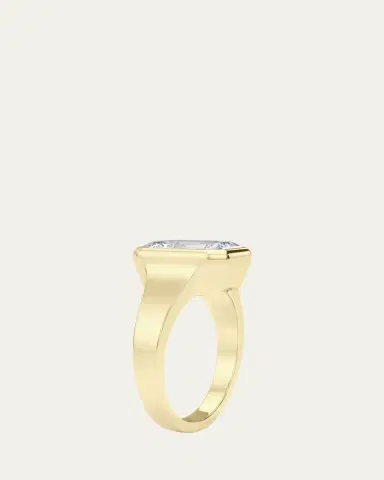 HauteCarat 18K Emerald Cut Lab Grown Diamond Cigar Bezel Ring, 2.0tcw | Thumbnail 7 HauteCarat 18K Emerald Cut Lab Grown Diamond Cigar Bezel Ring, 2.0tcw | Thumbnail 7