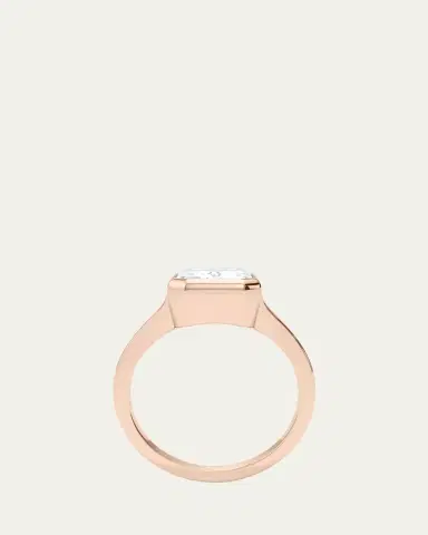 HauteCarat 18K Emerald Cut Lab Grown Diamond Cigar Bezel Ring, 3.0tcw | Thumbnail 4 HauteCarat 18K Emerald Cut Lab Grown Diamond Cigar Bezel Ring, 3.0tcw | Thumbnail 4