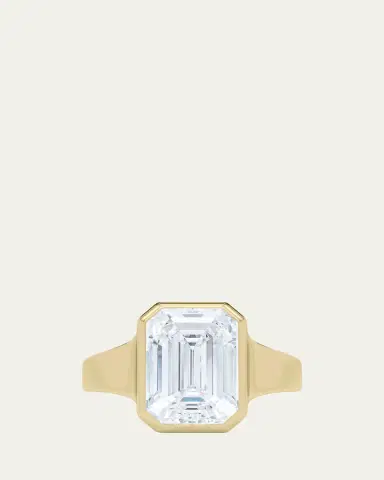 HauteCarat 18K Emerald Cut Lab Grown Diamond Cigar Bezel Ring, 3.0tcw | Thumbnail 5 HauteCarat 18K Emerald Cut Lab Grown Diamond Cigar Bezel Ring, 3.0tcw | Thumbnail 5