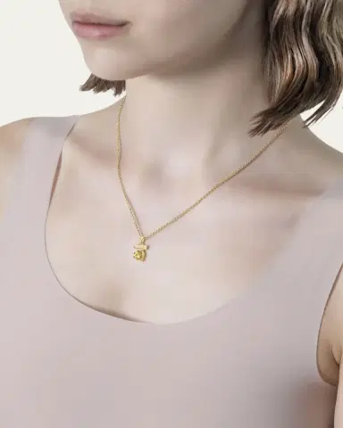 Procaccia Jewelry 18K Gold Hebrew DALET Yellow Sapphire Initial Necklace, 18"L | Thumbnail 2 Procaccia Jewelry 18K Gold Hebrew DALET Yellow Sapphire Initial Necklace, 18"L | Thumbnail 2
