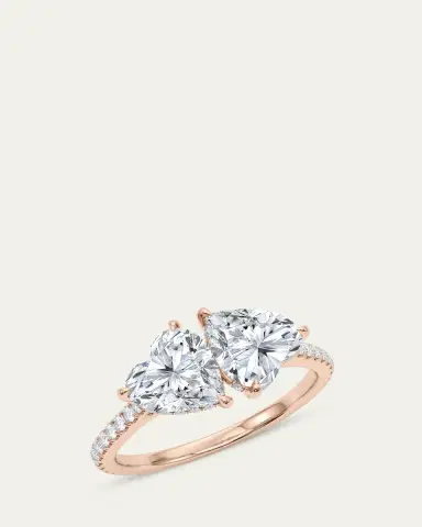HauteCarat 18K Heart Lab Grown Diamond West Pave Twin Ring | Thumbnail 2 HauteCarat 18K Heart Lab Grown Diamond West Pave Twin Ring | Thumbnail 2