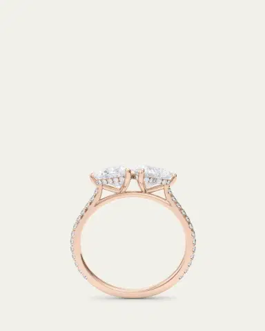 HauteCarat 18K Heart Lab Grown Diamond West Pave Twin Ring | Thumbnail 4 HauteCarat 18K Heart Lab Grown Diamond West Pave Twin Ring | Thumbnail 4