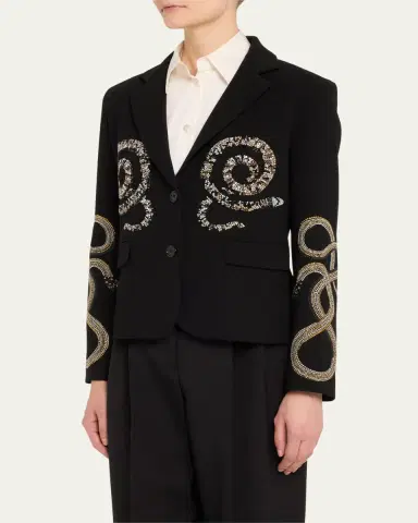 Libertine Reptilian Single-Breasted Short Blazer | Thumbnail 3