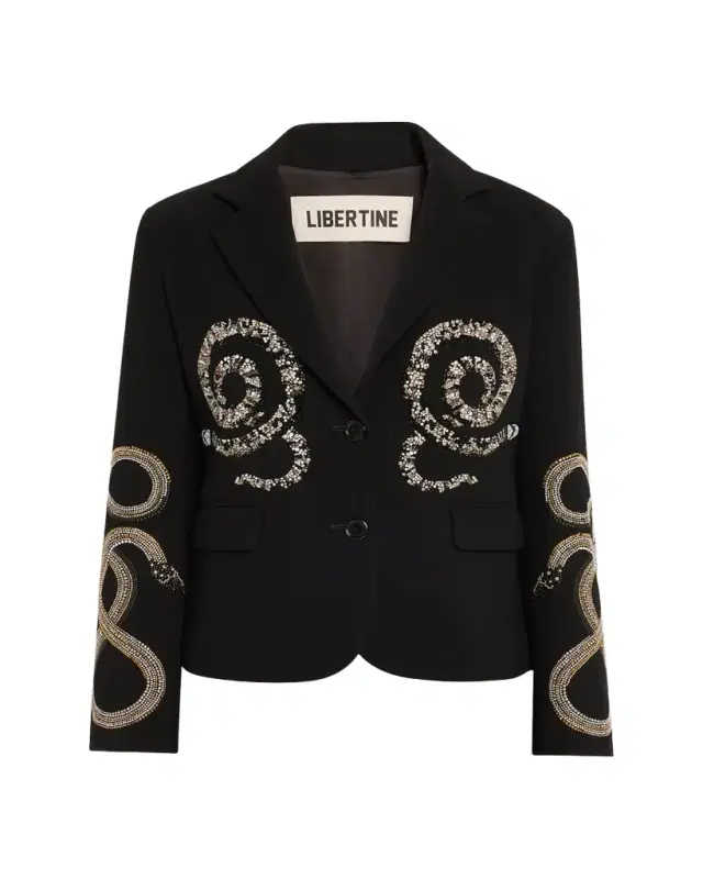 Reptilian Single-Breasted Short Blazer