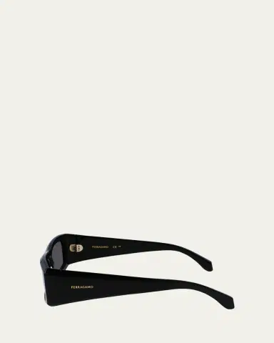 Ferragamo Men's Classic Logo Acetate Rectangle Sunglasses, 57mm | Thumbnail 4
