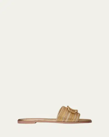 Valentino Garavani VLogo Metallic Flat Slide Sandals | Thumbnail 6 Valentino Garavani VLogo Metallic Flat Slide Sandals | Thumbnail 6