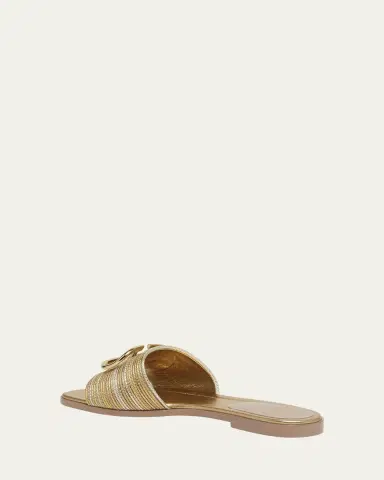 Valentino Garavani VLogo Metallic Flat Slide Sandals | Thumbnail 9 Valentino Garavani VLogo Metallic Flat Slide Sandals | Thumbnail 9