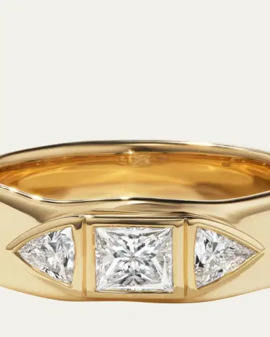 Aaryah 18K Yellow Gold 3 Stone Natural Diamond Minas Ring, Size | Thumbnail 2 Aaryah 18K Yellow Gold 3 Stone Natural Diamond Minas Ring, Size | Thumbnail 2