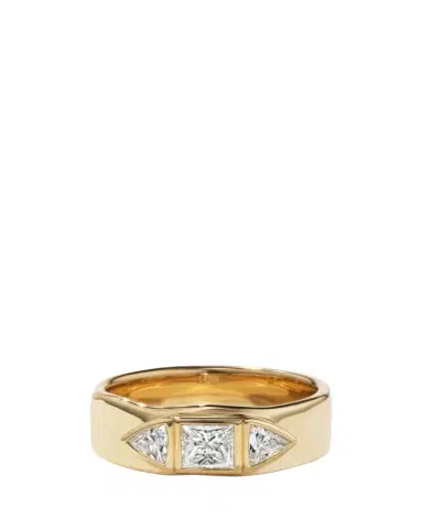 Aaryah 18K Yellow Gold 3 Stone Natural Diamond Minas Ring, Size | Thumbnail 1 Aaryah 18K Yellow Gold 3 Stone Natural Diamond Minas Ring, Size | Thumbnail 1