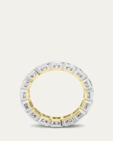 HauteCarat 18K Emerald Cut Bezel Lab Grown Diamond Eternity Band, 9.0tcw | Thumbnail 4