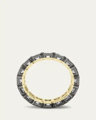 HauteCarat 18K Emerald Cut Bezel Lab Grown Diamond Eternity Band, 9.0tcw | Thumbnail 8