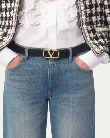 Valentino Garavani VLogo Signature Leather Belt, 30mm | Thumbnail 3